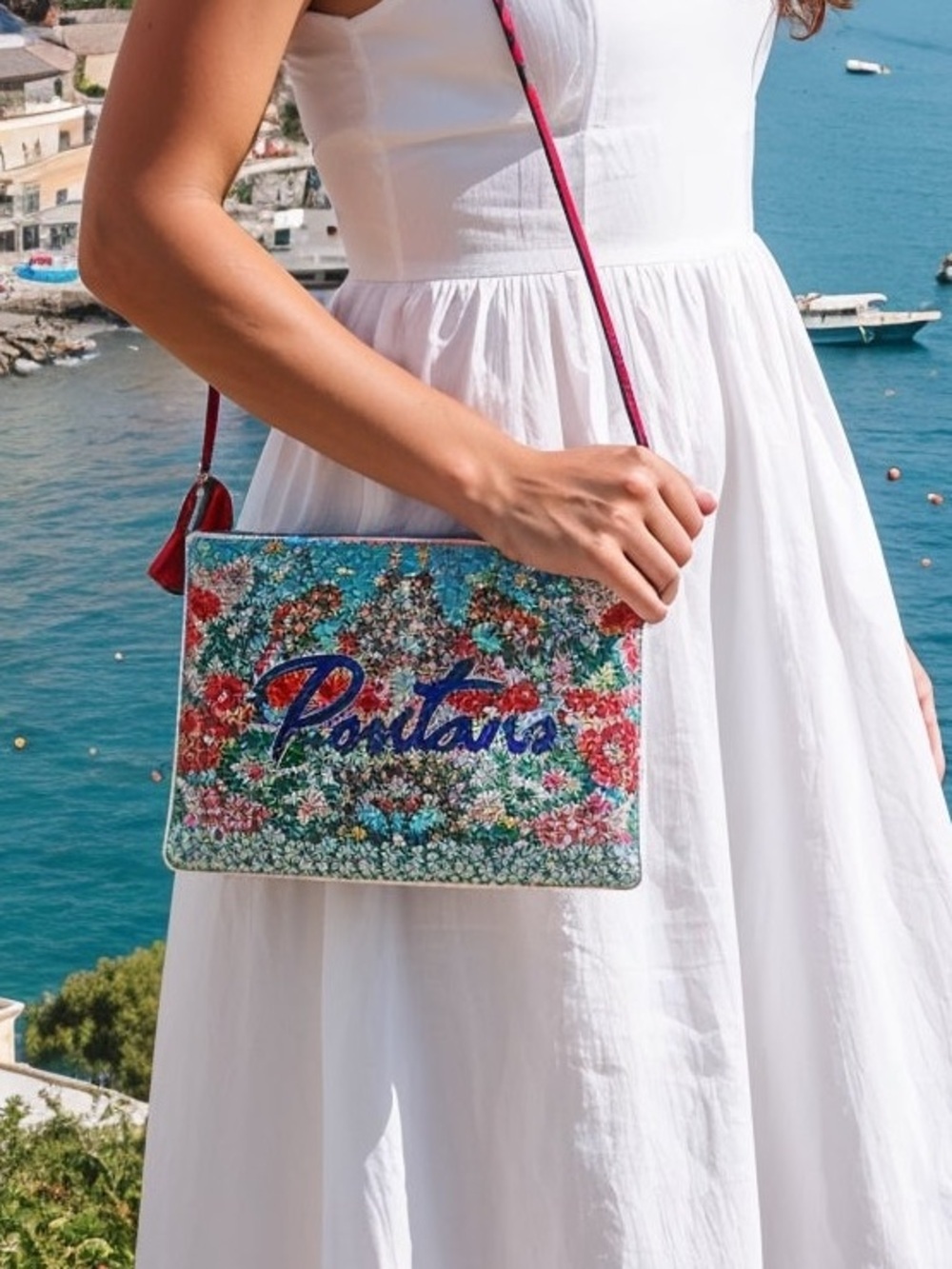 Antica Sartoria 2026 Positano Blue Lemon 🍋 Clutch bag purse NWT